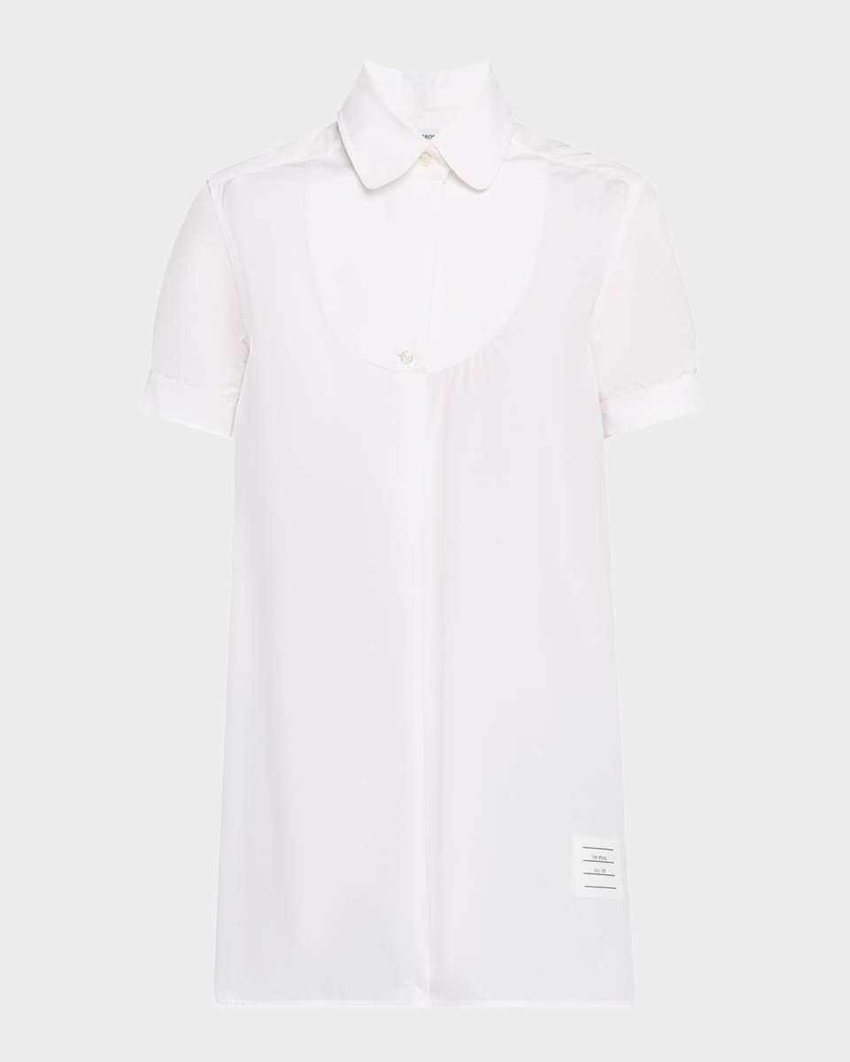 Bib-Front Tunic Shirt in Solid Poplin